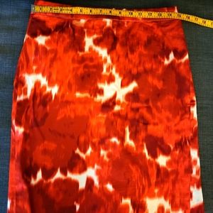 J. Crew red & white abstract print pencil skirt